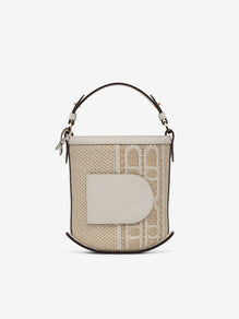 (Pin)_Pin Mini Bucket +C Versus Jacquard Taurillon Soft Natural - Ivory