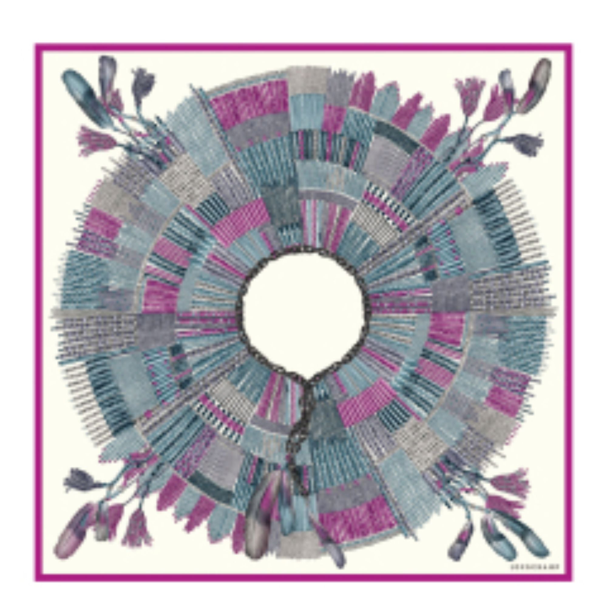 740 Scarves, stoles .../ L6379SOI319 /Silk scarf 90x90 Fuchsia/