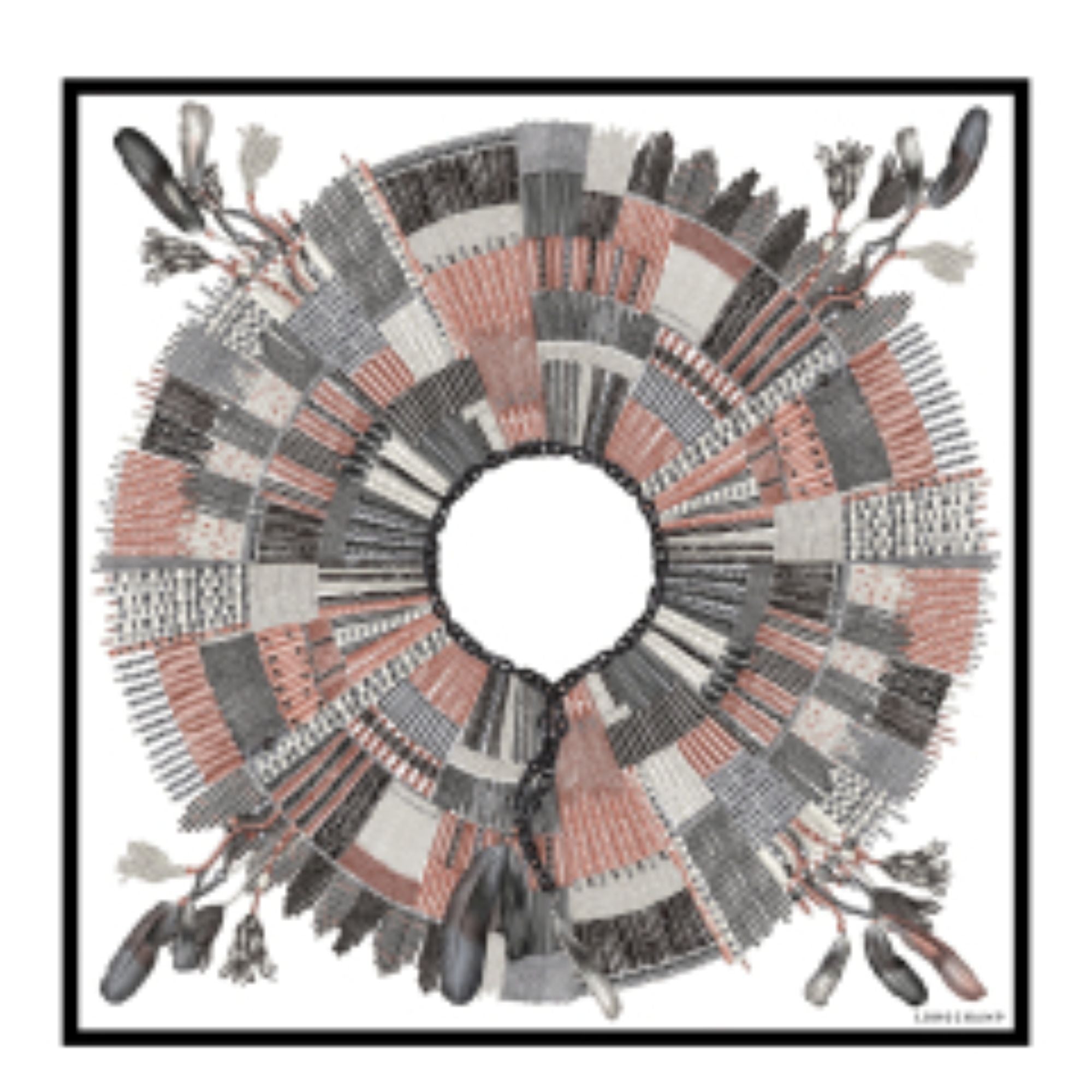 740 Scarves, stoles .../ L6379SOIA40 /Silk scarf 90x90 Black/Powder/