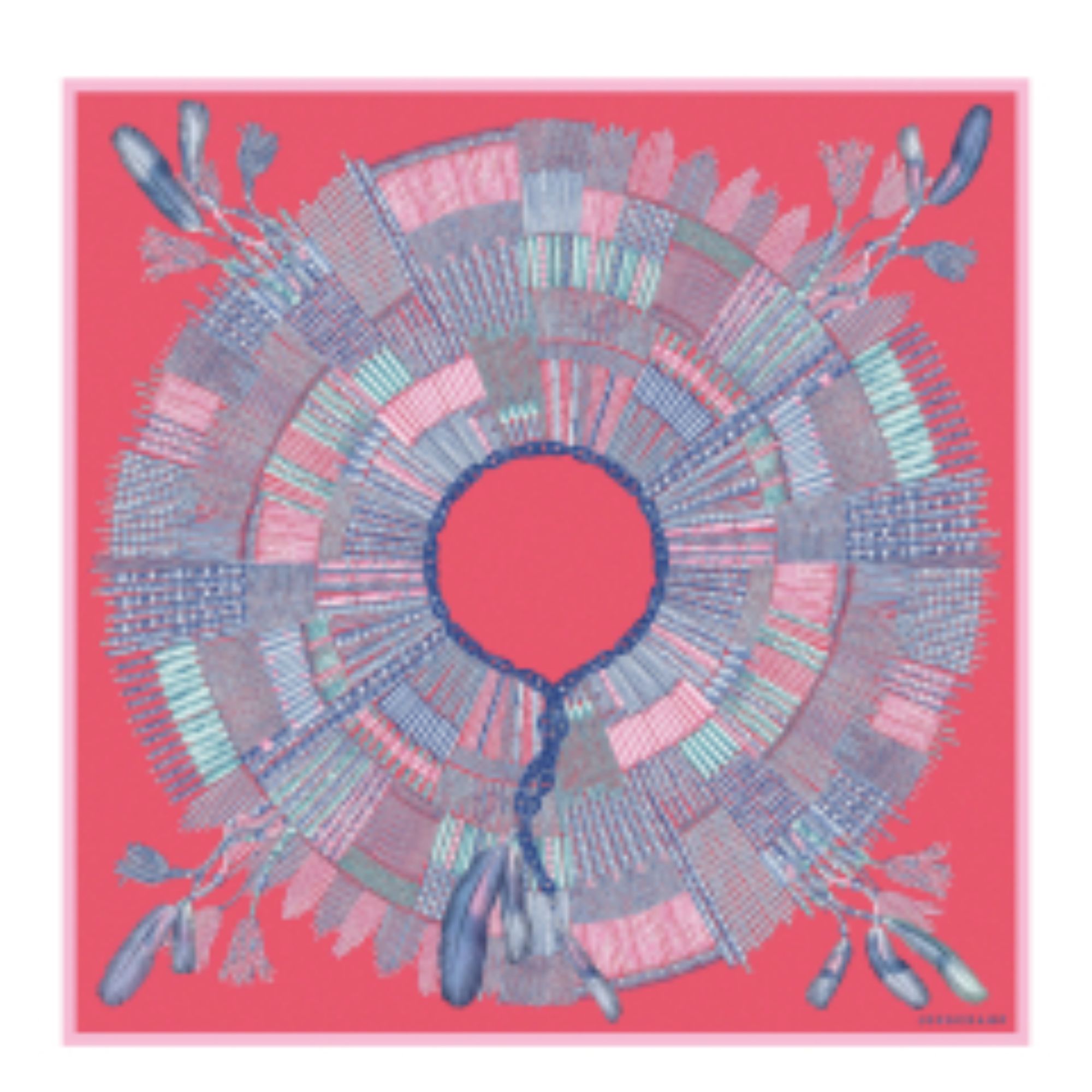 740 Scarves, stoles .../ L6379SOIP35 /Silk scarf 90x90 Pomegranate/